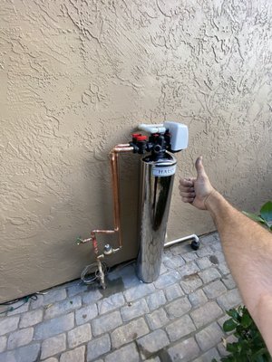 Whole house carbon water filtration system - Performed water test on home to test for contaminants and found out that house had high chloramine levels and was hard on the scale. Installed whole house carbon filtration system to eliminate contaminants in water.