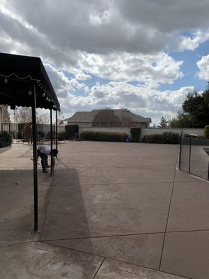 Color stamped concrete in Yucaipa California - Turning back yard into nice stamped  patio