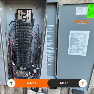 Before & After Progress - Check out our latest before-and-after project! From outdated and unsafe wiring to a sleek, modern, and code-compliant panel upgrade, we’re proud to deliver solutions that ensure safety, efficiency, and peace of mind.

Every project we take on is about more than just wires—it’s about powering your home or business with reliability and care. 💡⚡

Swipe through to see the AZ DC Electric difference!