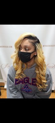 Traditional Sew-in Partial Leave-out - Natural hair will be corn rowed down. Tracks/ hair extensions will be sewn-in and styled if desired. Traditional Sew-in Partial Leave-out - Natural hair will be corn rowed down. Tracks/ hair extensions will be sewn-in and styled if desired.