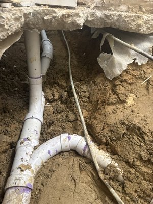 Cast-iron drain replacement underground, in Severn - Customer had water/sewage coming up from their kitchen cabinets from underground concrete slab old cast-iron drain line was cracked broken and backed up all of the drain lines under the concrete in property needs to be replaced