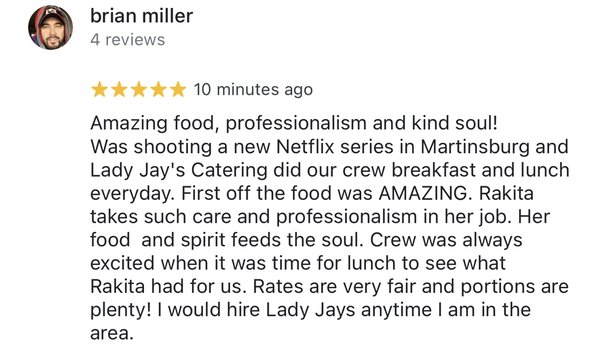 Working with NETFLIX - Had the privilege of providing 6 of catered breakfast and lunch fora production crew spring a Netflix series here in West Virginia! Working with NETFLIX - Had the privilege of providing 6 of catered breakfast and lunch fora production crew spring a Netflix series here in West Virginia!