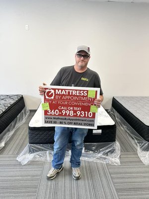 1st Customer! - Say hello to Earl, our 1st customer!! He is so happy to be going home with his new queen mattress set, saved 80% off retail and walked away only paying $1 today! 1st Customer! - Say hello to Earl, our 1st customer!! He is so happy to be going home with his new queen mattress set, saved 80% off retail and walked away only paying $1 today!