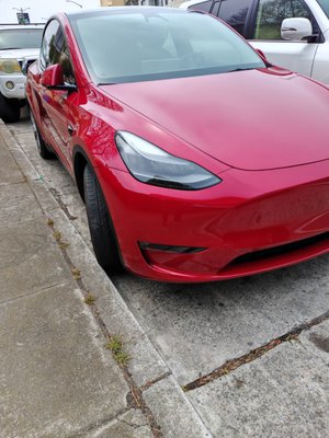 Paint Protection Film on a 2022 Tesla Model Y - This customer had his Tesla Model Y protected with our 15 year warranty top quality PPF film. It protects against rock chip, minor abrasion, bird poops, water spot, stain, etc. He wrote a nice review and these are his images.