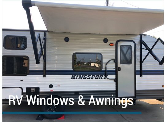 We Maintain/Replace RV Windows & Awnings - In Texas it's calm and sunny one minute and gusting 40mph the next. That, plus the relentless sun, can be brutal on awnings. If your fabric needs to be replaced, if the motor isn't working right, or if you honestly just want a better color canvas, we can help. We can also swap out cracked or failing windows, or replace their seals. We Maintain/Replace RV Windows & Awnings - In Texas it's calm and sunny one minute and gusting 40mph the next. That, plus the relentless sun, can be brutal on awnings. If your fabric needs to be replaced, if the motor isn't working right, or if you honestly just want a better color canvas, we can help. We can also swap out cracked or failing windows, or replace their seals.