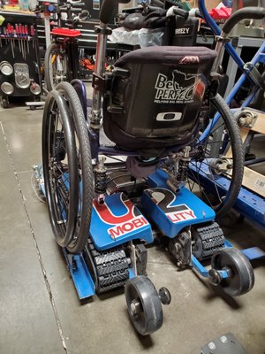 Improve disabled peoples lives! - Adaption for manual wheelchair to go on the sand. That is the beach or the desert! And suspension wheels easy attach to your wheelchair. Improve disabled peoples lives! - Adaption for manual wheelchair to go on the sand. That is the beach or the desert! And suspension wheels easy attach to your wheelchair.