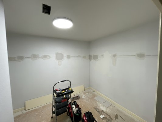 Closet Remodel #11 - Remodeled the Master closet in this home. The client needed more shelving space while keeping the same amount of rod space. Changed the layout from 1 rod all the way across to 2 rods on the long wall. Custom cut 22” deep shelves to fill an awkward nook. Custom 16” deep L shaped shelving unit on the right wall.