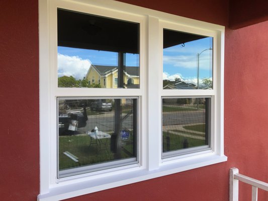 Before and after new windows. - This was a replacement on two windows with custom exterior wrap to get rid of that old wood surround.