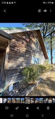 Log Cabin Refinish - This is an old log cabin in the hills of Sheridan, OR. The weathered siding had been neglected for years and it was time for revival. With the use of specialty products y Rodda Paint Co. and a power wash, we brought the wood back to life! Log Cabin Refinish - This is an old log cabin in the hills of Sheridan, OR. The weathered siding had been neglected for years and it was time for revival. With the use of specialty products y Rodda Paint Co. and a power wash, we brought the wood back to life!