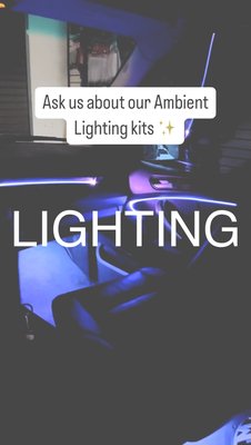 Lighting - Lighting in vehicles such as RGB Halo, Underglow, Ambient Lighting, Exterior and Interior Lighting