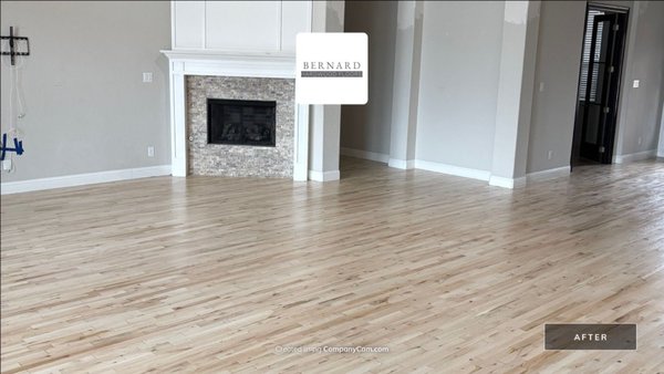 From Dark Red to a Bare Natural - This floor refinish was done on a floor that was really dark and outdated, homeowners wanted to get a brighter and more contemporary look in their home so we made it happen! With 1 coat of bleach and a special non ambering polyurethane is how we made it happen! From Dark Red to a Bare Natural - This floor refinish was done on a floor that was really dark and outdated, homeowners wanted to get a brighter and more contemporary look in their home so we made it happen! With 1 coat of bleach and a special non ambering polyurethane is how we made it happen!