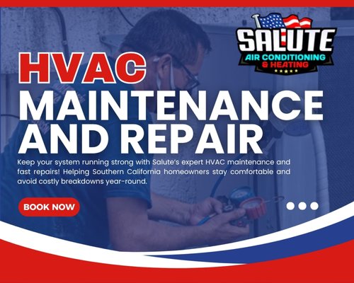 HVAC Maintenance and Repair - Don't wait for a breakdown! Our comprehensive HVAC Maintenance and Repair services keep your system running smoothly, efficiently, and safely year-round. As your local Southern California experts, we understand the demands placed on your AC and furnace by our diverse climate, and we are dedicated to preventative care.

Our Core Maintenance and Repair Services:

$40 System Diagnosis: We offer a transparent, flat-rate diagnosis to identify exactly what your system needs, giving you a clear path forward without obligation.

Seasonal Tune-Ups: Comprehensive preventative maintenance is the key to longevity. Our tune-ups include thorough cleaning, lubrication, refrigerant level checks, electrical inspections, and thermostat calibration.

Fast, Reliable Repair: When issues arise, our fully licensed and insured team provides fast, accurate repairs for all major makes and models. We operate with honesty and integrity, meaning we only fix what needs fixing.

Commitment to Efficiency: Routine maintenance helps restore lost efficiency, reducing the chance of costly breakdowns and lowering your monthly energy bills. We work to ensure your system continues to perform at its peak efficiency.

With our 5-year labor warranty backing our repairs, you get unmatched peace of mind. Trust our veteran-owned team for honest assessments and quality service every time.