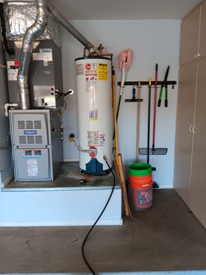 2026 Jan water heater replacement - replaced 40 gal gas powered water heater with new ruud pro series and added new supply lines , shut off valve , drip pan so future leaks won't run into drywall also added sediment trap to gas line so it can be up to code specs. Gave customer incredible deal because as a small company I can afford to, so you can afford to get it done. 2026 Jan water heater replacement - replaced 40 gal gas powered water heater with new ruud pro series and added new supply lines , shut off valve , drip pan so future leaks won't run into drywall also added sediment trap to gas line so it can be up to code specs. Gave customer incredible deal because as a small company I can afford to, so you can afford to get it done.