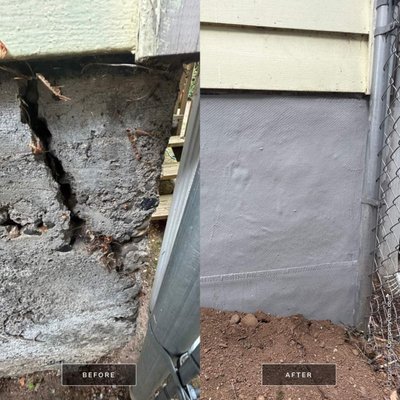 Foundation Repair Using Carbon Fiber - This recent foundation repair project we used carbon fiber to prevent the cracks from spreading while reinstating the capacity of the wall! This solution is great because it has low aesthetic impact on your home as it can be easily painted or coated to match the existing finish! Foundation Repair Using Carbon Fiber - This recent foundation repair project we used carbon fiber to prevent the cracks from spreading while reinstating the capacity of the wall! This solution is great because it has low aesthetic impact on your home as it can be easily painted or coated to match the existing finish!