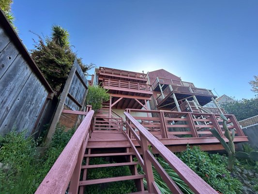 Mark D - This project involved paver installation, dirt removal and leveling, installation of paver stain, cleanup, and staining and sanding of the deck with handrails. Mark D - This project involved paver installation, dirt removal and leveling, installation of paver stain, cleanup, and staining and sanding of the deck with handrails.
