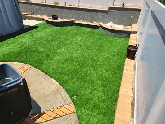 Back yard Remodeling - This back yard remodeling project was done in 6 days we did synthetic turf concrete and a setting area for fire pit ...customers were very happy with the low cost and the result... Back yard Remodeling - This back yard remodeling project was done in 6 days we did synthetic turf concrete and a setting area for fire pit ...customers were very happy with the low cost and the result...