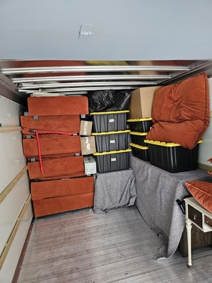 Modular Couch/Appliance Pack - Creative ways to pack modular couch. Snug fridge pack