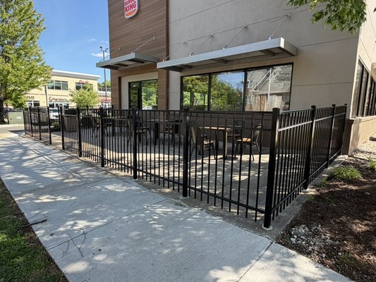 4 feet high Aluminum fence replacement in Sterling, Virginia by your local fence contractor in 2026 - This 4 feet high Aluminum fence was installed in Sterling, Virginia by your local fence contractor In April of 2026. This fence was installed at a Burger King outdoor space. It took 1 day for this fence replacement. 4 feet high Aluminum fence replacement in Sterling, Virginia by your local fence contractor in 2026 - This 4 feet high Aluminum fence was installed in Sterling, Virginia by your local fence contractor In April of 2026. This fence was installed at a Burger King outdoor space. It took 1 day for this fence replacement.