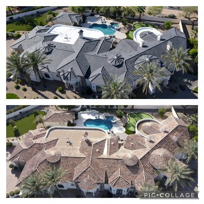 Williams Residence - Customer had damage from a significant wind storm. We inspected their roof and called their home owners insurance company. We partnered with their insurance company to get them brand new roof with no out of pocket expenses! They wanted to modernize their home so we put them into a gorgeous charcoal flat concrete tile. ￼