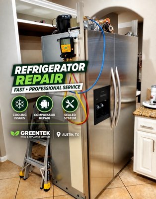 Kitchen Aid refrigerator repair, 2024 - The client called us with a problem he had with the KitchenAid refrigerator that initially was not cooling. After making a thorough diagnostic, our experienced technicians quickly detected that the sealed system had a Freon leak.
In this case, our EPA-certified specialists do the following. First, they detect the precise place where the Freon leak is and how severe it is
Leak-finding labor includes:
• Nitrogen test performing
• Place of leak inspection
• Preparation of the next estimate for repair with a description of work to eliminate Freon leakage and restore the performance of the system.
This particular KitchenAid refrigerator had a first Freon leak in the evaporator coil. The reason for this is the incorrect installation of the evaporator coil heating element. The heating element was pressed tightly against the evaporator coil and burned a small hole at the point of contact.
Shortly after the leak was detected, the technicians began the fix: It included the replacement of the evaporator coil together with the heating element to eliminate the leakage of Freon from the sealed system of the refrigerator.
• Desoldering, dismantling the evaporator coil
• Integration of a new heating element into a new evaporator coil
• The evaporator coil assembly installation
• Replacing Freon filter drier
• Nitrogen test performed to exclude the possibility of refrigerant leaks
• Vacuuming sealed system to 500-micron vacuum deep
• Charging sealed system with new refrigerant
• System test
Second leak have been found underneath of refrigerator at the drain pan heating tube. The drain pan heating tube replacement.
In our experience, refrigerators after Freon leak repair or compressor replacement can work for decades without breaking, given that the repair was done correctly.
For example, this particular refrigerator was repaired more than two years ago, and the refrigerator still works without any problems, the owner even says it works better than before. A Freon leak does not happen often, but when it happens, it's important to find a reliable and knowledgeable service that can provide necessary repairs. Kitchen Aid refrigerator repair, 2024 - The client called us with a problem he had with the KitchenAid refrigerator that initially was not cooling. After making a thorough diagnostic, our experienced technicians quickly detected that the sealed system had a Freon leak.
In this case, our EPA-certified specialists do the following. First, they detect the precise place where the Freon leak is and how severe it is
Leak-finding labor includes:
• Nitrogen test performing
• Place of leak inspection
• Preparation of the next estimate for repair with a description of work to eliminate Freon leakage and restore the performance of the system.
This particular KitchenAid refrigerator had a first Freon leak in the evaporator coil. The reason for this is the incorrect installation of the evaporator coil heating element. The heating element was pressed tightly against the evaporator coil and burned a small hole at the point of contact.
Shortly after the leak was detected, the technicians began the fix: It included the replacement of the evaporator coil together with the heating element to eliminate the leakage of Freon from the sealed system of the refrigerator.
• Desoldering, dismantling the evaporator coil
• Integration of a new heating element into a new evaporator coil
• The evaporator coil assembly installation
• Replacing Freon filter drier
• Nitrogen test performed to exclude the possibility of refrigerant leaks
• Vacuuming sealed system to 500-micron vacuum deep
• Charging sealed system with new refrigerant
• System test
Second leak have been found underneath of refrigerator at the drain pan heating tube. The drain pan heating tube replacement.
In our experience, refrigerators after Freon leak repair or compressor replacement can work for decades without breaking, given that the repair was done correctly.
For example, this particular refrigerator was repaired more than two years ago, and the refrigerator still works without any problems, the owner even says it works better than before. A Freon leak does not happen often, but when it happens, it's important to find a reliable and knowledgeable service that can provide necessary repairs.