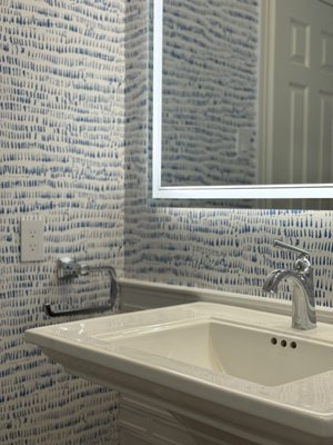 Bathroom Wallpaper Installation - Professional bathroom wallpaper installation including wall smoothing and primer. Moisture-safe techniques, precise cuts around fixtures, and a clean, durable finish ideal for bathrooms and powder rooms. Bathroom Wallpaper Installation - Professional bathroom wallpaper installation including wall smoothing and primer. Moisture-safe techniques, precise cuts around fixtures, and a clean, durable finish ideal for bathrooms and powder rooms.