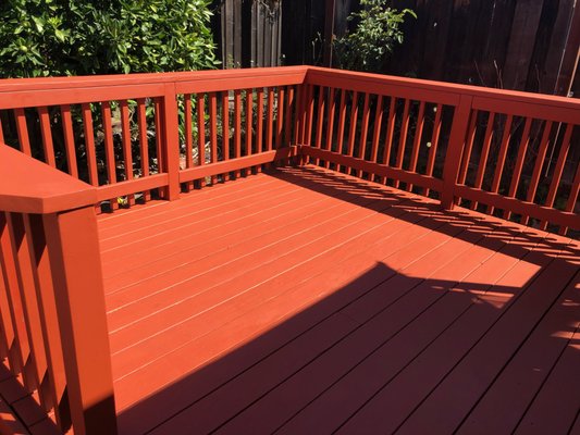 Restoring Painting - Deck - To remove paint from an old painted patio deck, apply a paint removal solution and allow it to work overnight. We use pressure washing to effectively remove most of the old paint and dirt present on surfaces. Smooth out the surface by removing all flaking and peeling paint. The final result will be a beautiful and fresh solid finish.