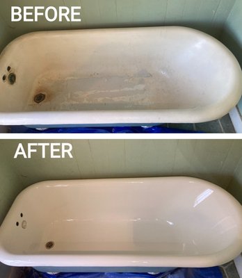 Recent Tub Refinish - We recently refinished a couple clawfoot tubs from 1875! We repair and refinish all types of tubs and countertops. Repairing or refinishing is a cost effective solution to restoring outdated or worn out surfaces. Send us a message and we will get you a free quote! Recent Tub Refinish - We recently refinished a couple clawfoot tubs from 1875! We repair and refinish all types of tubs and countertops. Repairing or refinishing is a cost effective solution to restoring outdated or worn out surfaces. Send us a message and we will get you a free quote!