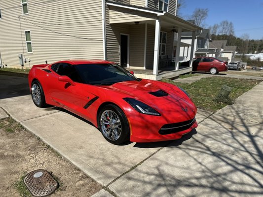 Corvette Stingray – Protected with Our One-Year Ceramic Coating! - This stunning Corvette Stingray just received our one-year ceramic coating for long-lasting shine and protection! No polishing was needed—just thorough paint prep to ensure the coating properly bonded to the surface. Now, this beauty has enhanced gloss, hydrophobic properties, and added defense against the elements.
Looking for a high-quality ceramic coating for your vehicle? Contact us today to protect your investment! Corvette Stingray – Protected with Our One-Year Ceramic Coating! - This stunning Corvette Stingray just received our one-year ceramic coating for long-lasting shine and protection! No polishing was needed—just thorough paint prep to ensure the coating properly bonded to the surface. Now, this beauty has enhanced gloss, hydrophobic properties, and added defense against the elements.
Looking for a high-quality ceramic coating for your vehicle? Contact us today to protect your investment!