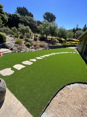 Artificial Turf Installation - This project includes an artificial turf installation in the backyard and front yard premises along with stepping stones and putting green. Artificial Turf Installation - This project includes an artificial turf installation in the backyard and front yard premises along with stepping stones and putting green.
