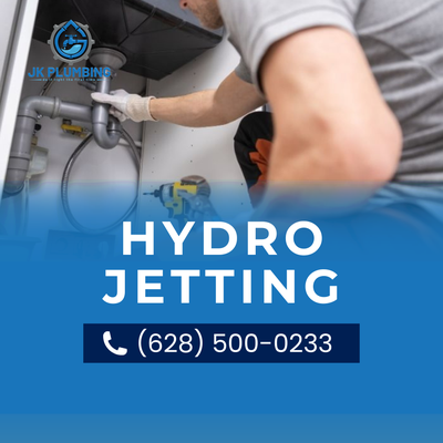 Hydro Jetting - Call Today at (628) 500-0233 for Professional Hydro Jetting Services

Restore your plumbing system with powerful hydro jetting from JK Plumbing. Using high-pressure water technology, we safely remove grease, sludge, tree roots, mineral buildup, and stubborn debris from your pipes, leaving them clean and flowing like new. Hydro jetting is an effective solution for recurring clogs, slow drains, and preventive drain maintenance for both residential and commercial properties.

Why Choose JK Plumbing?

Powerful Drain Cleaning – Hydro jetting clears years of buildup that traditional drain cleaning methods may leave behind.

Safe & Effective – Our advanced equipment thoroughly cleans the inside of your pipes without the use of harsh chemicals.

Long-Lasting Results – By removing grease, roots, and debris, hydro jetting helps reduce recurring clogs and improves overall drain performance.

Our Hydro Jetting Services
Residential Hydro Jetting
Commercial Hydro Jetting
Grease Line Cleaning
Tree Root Removal
Main Sewer Line Cleaning
Preventative Drain Maintenance
Our Process

System Inspection – We evaluate your plumbing system and determine whether hydro jetting is the right solution.

Camera Inspection – When needed, we inspect the inside of your pipes to locate blockages and assess their condition.

Professional Hydro Jetting – Our technicians use high-pressure water jets to thoroughly clear grease, sludge, roots, and other buildup.

Flow Testing – We verify that your drains and sewer lines are flowing properly after cleaning.

Customer Satisfaction – Before completing the job, we ensure your plumbing system is operating efficiently and answer any questions you may have.

Why Customers Choose JK Plumbing

Whether you're dealing with persistent drain problems or looking for preventative maintenance, JK Plumbing provides professional hydro jetting services that deliver powerful, long-lasting results. Our experienced team is committed to keeping your plumbing system clean, efficient, and reliable.

Call (628) 500-0233 today to schedule your professional hydro jetting service.