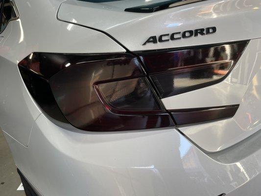 Honda Accord Smoked Tail Lights - Customer came in for smoked tail lights for his 2021 Honda Accord. It goes really well with the black accord and sport emblems. Honda Accord Smoked Tail Lights - Customer came in for smoked tail lights for his 2021 Honda Accord. It goes really well with the black accord and sport emblems.
