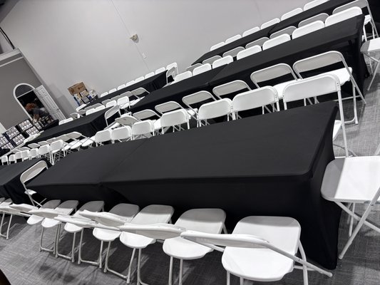 We rent tables, chairs and table cloths. - Houston Party Essentials is a Houston-based party rental company offering chairs, round tables, 6ft tables, 8ft tables, tablecloths, and event delivery services. We proudly serve weddings, birthday parties, graduations, baby showers, church events, and corporate gatherings throughout Houston and surrounding areas. Quality equipment, affordable pricing, and excellent customer service are at the heart of everything we do. We rent tables, chairs and table cloths. - Houston Party Essentials is a Houston-based party rental company offering chairs, round tables, 6ft tables, 8ft tables, tablecloths, and event delivery services. We proudly serve weddings, birthday parties, graduations, baby showers, church events, and corporate gatherings throughout Houston and surrounding areas. Quality equipment, affordable pricing, and excellent customer service are at the heart of everything we do.