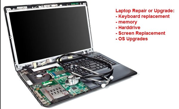 Laptop repair, or upgrade - We can upgrade memory (if possible on your laptop), Solid State Drive (SSD) or Hard disk drive (HDD), Replace broken screens or keyboards, upgrade or install new OS, or Office products. Laptop repair, or upgrade - We can upgrade memory (if possible on your laptop), Solid State Drive (SSD) or Hard disk drive (HDD), Replace broken screens or keyboards, upgrade or install new OS, or Office products.