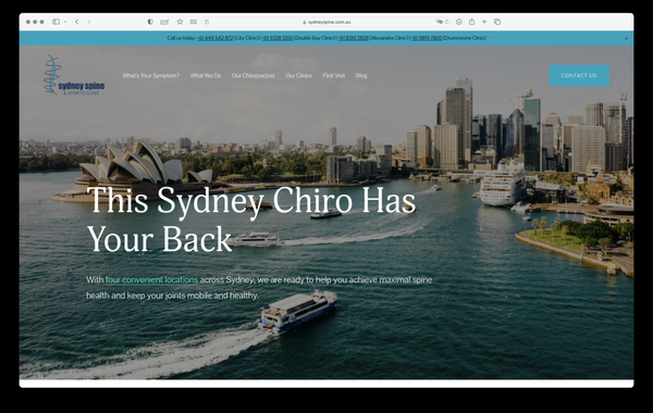 HOW WE GREW ONLINE VISIBILITY BY 20% FOR THIS CHIROPRACTOR - Sydney Spine and Sports Clinic are a multi-practice chiropractor operating out of greater Sydney, Australia. Over a period of 7 months with Growth Friday, despite multiple shut-downs driven by COVID-19, online visibility for their Sydney CBD practice was increased by a whopping 19% through a combination of website SEO and an optimized Google Business profile.
PERFORMANCE HIGHLIGHTS
After a short 7 months of working with the chiropractor SEO expert team of Growth Friday, Sydney Spine & Sports Clinic has seen significant online visibility results despite their business and city being shutdown for a large part of 2021. Results achieved include:
- Achieved 4 keywords in top 3 search positions, and 13 campaign keywords in the top 10
- Average keyword positions moved from search position #95 to an average of search position #16
- Total search visibility up ~19%
OUR APPROACH
Sydney Spine & Sports Clinic signed up to Growth Friday’s Managed SEO plan, which allowed our team of chiropractor SEO experts to not only optimize and manage their website SEO but also create, verify, optimize and manage their Google My Business profile for the Sydney CBD practice.
PERFORMANCE
After a keyword research phase that focused on a blend of informational / educational chiropractor terms and local search intent (E.g. “chiropractor near me”, etc.) the team went about restructuring the Sydney Spine & Sports Clinic website and optimizing it for the chosen targeted keywords, as well as optimizing their Google My Business profile. Performance improvements were started to be seen as early as month #2 with this client.
KEYWORDS
A total of 19 keywords were chosen for this SEO campaign, of which over half of the keywords the client currently did not rank for (or ranked on page 3 or worse). After a continued effort by our team for a period of ~7 months, the Sydney Spine & Sports Clinic website started to rank for all keywords of the campaign with 5 keywords in Top 3 positions, and 12 keywords in Top 10 positions.
AVERAGE POSITION CHANGES
In addition to the individual keyword performance all campaign keywords for Sydney Spine & Sports Clinic, the average position of all campaign keywords improved by a significant 80 positions with an average of position 16.
VISIBILITY
Similarly, online visibility was increased by over 19% in just 7 months of working with Growth Friday. HOW WE GREW ONLINE VISIBILITY BY 20% FOR THIS CHIROPRACTOR - Sydney Spine and Sports Clinic are a multi-practice chiropractor operating out of greater Sydney, Australia. Over a period of 7 months with Growth Friday, despite multiple shut-downs driven by COVID-19, online visibility for their Sydney CBD practice was increased by a whopping 19% through a combination of website SEO and an optimized Google Business profile.
PERFORMANCE HIGHLIGHTS
After a short 7 months of working with the chiropractor SEO expert team of Growth Friday, Sydney Spine & Sports Clinic has seen significant online visibility results despite their business and city being shutdown for a large part of 2021. Results achieved include:
- Achieved 4 keywords in top 3 search positions, and 13 campaign keywords in the top 10
- Average keyword positions moved from search position #95 to an average of search position #16
- Total search visibility up ~19%
OUR APPROACH
Sydney Spine & Sports Clinic signed up to Growth Friday’s Managed SEO plan, which allowed our team of chiropractor SEO experts to not only optimize and manage their website SEO but also create, verify, optimize and manage their Google My Business profile for the Sydney CBD practice.
PERFORMANCE
After a keyword research phase that focused on a blend of informational / educational chiropractor terms and local search intent (E.g. “chiropractor near me”, etc.) the team went about restructuring the Sydney Spine & Sports Clinic website and optimizing it for the chosen targeted keywords, as well as optimizing their Google My Business profile. Performance improvements were started to be seen as early as month #2 with this client.
KEYWORDS
A total of 19 keywords were chosen for this SEO campaign, of which over half of the keywords the client currently did not rank for (or ranked on page 3 or worse). After a continued effort by our team for a period of ~7 months, the Sydney Spine & Sports Clinic website started to rank for all keywords of the campaign with 5 keywords in Top 3 positions, and 12 keywords in Top 10 positions.
AVERAGE POSITION CHANGES
In addition to the individual keyword performance all campaign keywords for Sydney Spine & Sports Clinic, the average position of all campaign keywords improved by a significant 80 positions with an average of position 16.
VISIBILITY
Similarly, online visibility was increased by over 19% in just 7 months of working with Growth Friday.