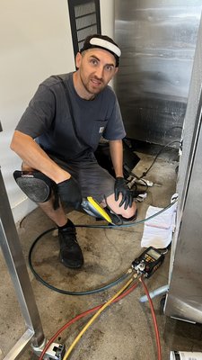 Fresh Coffee place. Leak test. - Leak was found - hole was welded. Fresh Coffee place. Leak test. - Leak was found - hole was welded.