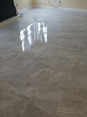 Tile flooring - The customer picked out 12 x 24 size tile from Floor and Decor that we installed. Tile flooring - The customer picked out 12 x 24 size tile from Floor and Decor that we installed.