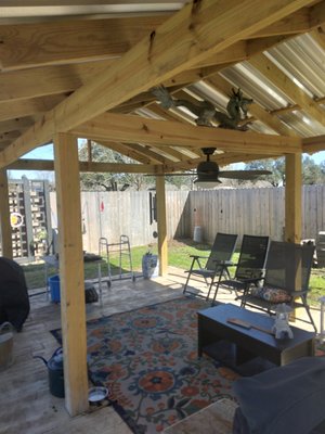 Freestanding pergola - freestanding pergola complete with electricity and stamped concrete flooring Freestanding pergola - freestanding pergola complete with electricity and stamped concrete flooring