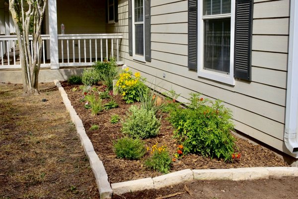 flower bed renovation - There was a lot of research and care put into this flower bed renovation. my plan was to make a sustainable bed for an older woman so she didn't have to get out and water it as often in this crazy heat! that is exactly what we did! we used plants such as Texas sage and Esperanza's because they are beautiful and can take the heat! call today for a free estimate on your dream flower beds! flower bed renovation - There was a lot of research and care put into this flower bed renovation. my plan was to make a sustainable bed for an older woman so she didn't have to get out and water it as often in this crazy heat! that is exactly what we did! we used plants such as Texas sage and Esperanza's because they are beautiful and can take the heat! call today for a free estimate on your dream flower beds!