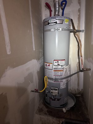 Water Heater Install - This water heater install was done at a single family home. Vented and emergency drainage ready. Water Heater Install - This water heater install was done at a single family home. Vented and emergency drainage ready.