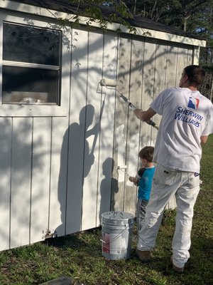 Shed Exterior Paint - This was a small project Mark (owner) did to bring back life to his shed in his backyard at his own home with his youngest son’s help. Shed Exterior Paint - This was a small project Mark (owner) did to bring back life to his shed in his backyard at his own home with his youngest son’s help.