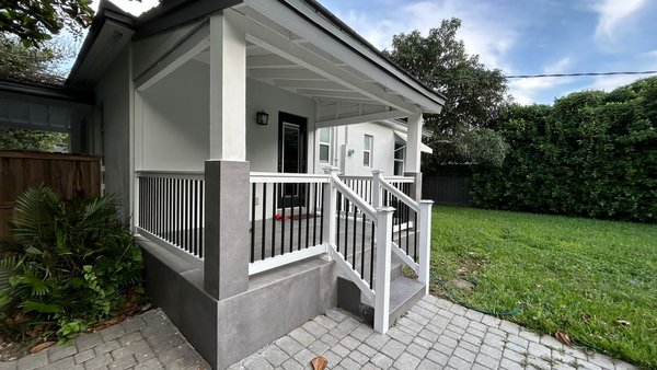 porter renovation - Client asked to renovate his old porch. We decide to go with a natural stone tile and with the modern railing in the modern door.  porter renovation - Client asked to renovate his old porch. We decide to go with a natural stone tile and with the modern railing in the modern door.