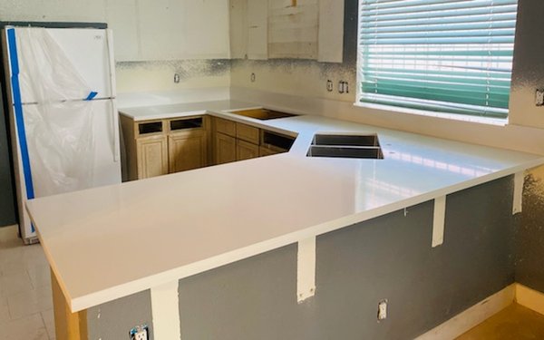 Kitchen & Bathroom Remodel - Pure White Quartz with our kitchen and bathroom sinks.
Material Supplied by Garcia's Granite and Cabinets, LLC
Installation done by our parent company, Garcia Contracting, LLC Kitchen & Bathroom Remodel - Pure White Quartz with our kitchen and bathroom sinks.
Material Supplied by Garcia's Granite and Cabinets, LLC
Installation done by our parent company, Garcia Contracting, LLC