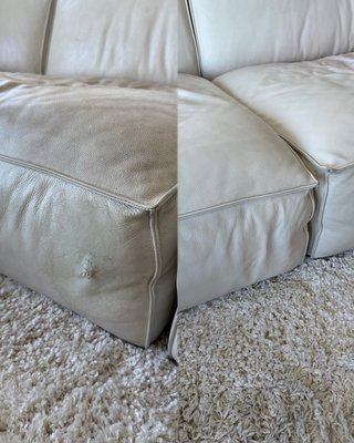 Leather Sofa & Recliner Restoration – Pet Damage Repair - Our team restored a white leather sofa and the armrest of a brown recliner, both damaged by dogs. The leather was chewed and torn in several areas. We fully repaired the surface, matched the color tone, and refinished the leather for a seamless result.

White leather sofa: $275 repair + $175 professional cleaning, total time 3 hours

Brown recliner armrest: $245, completed in 1.5 hours

Both pieces were brought back to their original look and softness using professional-grade leather restoration materials and dyes.