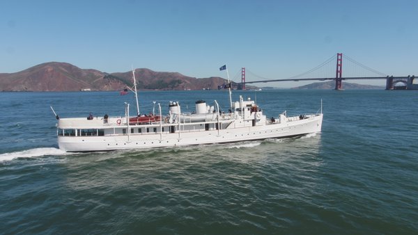 2 Hour Cruise on the San Francisco Bay - Where would you like to go on the Bay and what would you like to see? The Potomac offers cruise opportunities on San Francisco Bay where you will see the Bridges of the Bay and the Islands of the Bay among many other wonderful sights. While you cruise you will learn about the history of San Francisco Bay and FDR’s role in its development. Our public cruises include live narration from experienced, enthusiastic volunteers.
If you are not up for a cruise quite yet, Dockside tours will resume, again, soon. Walk in the footsteps of presidents and kings. Enjoy a 45 minute Docent-lead Dockside tour. 2 Hour Cruise on the San Francisco Bay - Where would you like to go on the Bay and what would you like to see? The Potomac offers cruise opportunities on San Francisco Bay where you will see the Bridges of the Bay and the Islands of the Bay among many other wonderful sights. While you cruise you will learn about the history of San Francisco Bay and FDR’s role in its development. Our public cruises include live narration from experienced, enthusiastic volunteers.
If you are not up for a cruise quite yet, Dockside tours will resume, again, soon. Walk in the footsteps of presidents and kings. Enjoy a 45 minute Docent-lead Dockside tour.
