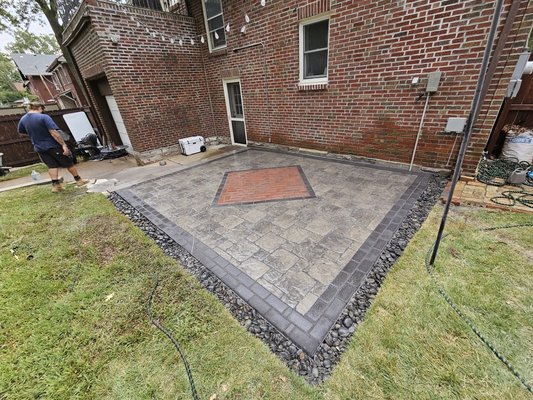 Beautiful inlay patio - This customer needed a major upgrade for their patio. The old concrete pad was cracked, uneven, and very dirty. Beautiful inlay patio - This customer needed a major upgrade for their patio. The old concrete pad was cracked, uneven, and very dirty.