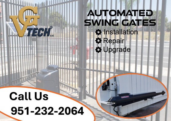 New automated swing gate - Upgrade from dual chain link swing gate to custom iron automated solar operated gate