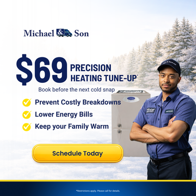 $69 Precision Heating Tune-Up - "For this home, our team performed a $69 Precision Heating Tune-Up to get the system ready for the colder months. We completed a detailed multi-point inspection, cleaned key components, checked airflow and thermostat settings, and tested all safety controls to ensure everything was running safely, efficiently, and reliably.
Our goal with every tune-up is to prevent costly breakdowns, lower energy bills, extend equipment life, and keep your family warm and comfortable. By catching small issues early and improving system efficiency, this homeowner gained peace of mind knowing their heating system is ready for the season." $69 Precision Heating Tune-Up - "For this home, our team performed a $69 Precision Heating Tune-Up to get the system ready for the colder months. We completed a detailed multi-point inspection, cleaned key components, checked airflow and thermostat settings, and tested all safety controls to ensure everything was running safely, efficiently, and reliably.
Our goal with every tune-up is to prevent costly breakdowns, lower energy bills, extend equipment life, and keep your family warm and comfortable. By catching small issues early and improving system efficiency, this homeowner gained peace of mind knowing their heating system is ready for the season."