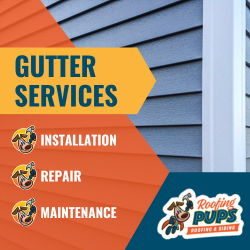 Gutter Services in Maryland - Gutter Services in Maryland
Gutters and downspouts may not seem important, but they’re essential for rainwater management. Your gutters direct the rainwater off your roof and away from your home.

With professional gutter services by Roofing Pups, you get high-quality gutters that protect your roof from water damage and direct water away from your home’s foundation, keeping you secure from top to bottom.

Gutter Repair Services
Whether you have copper gutters, vinyl gutters, seamless gutters, or aluminum gutters, you may eventually need gutter repair services to keep them functional. Regular wear and tear can do a number of your gutters, causing the sections to pull apart.

Impact on the gutters can also cause dents, cracks, and other damage. Sagging and rusting can also affect gutters and impact their functionality.

Read Less
When you notice an issue, call Roofing Pups for gutter services. Our experts perform a gutter inspection to determine the extent of the issue. This helps them determine the proper method of gutter repair to restore proper functioning and improve the appearance of your damaged gutters. They can also perform downspout repairs to keep the water flowing to a safe location away from your home.

If your gutter issues have caused other problems with your home, Roofing Pups can help. We also offer other options, including siding services, roof installation, and window installation.

Roofing Pups IMG Gutter Repair 2
Roofing Pups IMG Gutter Install 1
Gutter Replacement and Installation
Roofing Pups offers custom gutter solutions when you need a replacement or installation. This is an option if your current gutters are old or severely damaged. While some minor gutter damage can be repaired, more severe issues might require a gutter replacement.

Installing new gutters protects your home from water damage. While gutters might seem minor, replacing older ones can significantly improve your home’s look and increase its property value.

Read Less
When you call us for gutter installation, our experts advise you on your needs. We only use high-quality materials to ensure you get long-lasting results. Our aluminum gutters offer exceptional durability and resist rust and corrosion to maximize their life expectancy. They’re also low-maintenance and cost-effective.

With our expert, custom installation, you get gutters that fit your home perfectly, which makes them more effective at moving rainwater away from your home. Our team ensures your new gutters are properly aligned to effectively direct water off the roof. We use secure installation methods to ensure your gutters are properly attached to the home.

Our residential gutter services also include gutter guards, which can help reduce your gutter maintenance needs. Our high-quality gutter guards keep leaves, twigs, and other debris out of your gutters, allowing water to flow freely through the downspouts. Preventing clogs with leaf guard installation helps extend the life of your gutters, saving you money in the long run.

No matter what type of gutter services you need, our financing options can make the work more affordable. We offer commercial gutter services in several parts of Maryland, including:

Baltimore County
Harford County
Howard County
Anne Arundel County