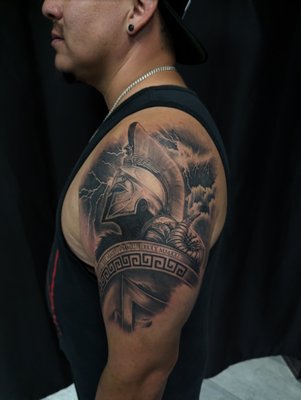 Tattoos by Juan Albor - Im a Resident Tattoo Artist at Grand Architect Studios. Specializing in Black and Grey realism, Color Realism, Anime, and Cover Ups. I graduated from the Arts Institute of San Diego with a Bachelors degree in Graphic and Web Design. I also paint murals on my free time and paint with acrylics on canvas.
Im a well rounded artist, I can do all types of designs. Letters, Anime, NeoTraditional, Black and Grey Realism, Freehand, Coverups. I let my work speak for itself. Check out my portfolio. Give me a call or Text :(951)-387-0309 or add me on Social Media : @alborjc_ Tattoos by Juan Albor - Im a Resident Tattoo Artist at Grand Architect Studios. Specializing in Black and Grey realism, Color Realism, Anime, and Cover Ups. I graduated from the Arts Institute of San Diego with a Bachelors degree in Graphic and Web Design. I also paint murals on my free time and paint with acrylics on canvas.
Im a well rounded artist, I can do all types of designs. Letters, Anime, NeoTraditional, Black and Grey Realism, Freehand, Coverups. I let my work speak for itself. Check out my portfolio. Give me a call or Text :(951)-387-0309 or add me on Social Media : @alborjc_
