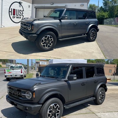 Ford Bronco Full Wrap , 3M Matte Black Metallic - Full Wrap Ford Bronco Wrap From Factory paint to Matte Black Metallic, With Gloss black accents! Ford Bronco Full Wrap , 3M Matte Black Metallic - Full Wrap Ford Bronco Wrap From Factory paint to Matte Black Metallic, With Gloss black accents!